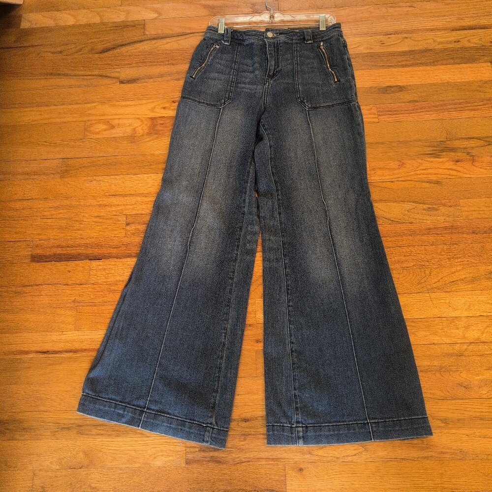 PILCRO High Rise Wide Leg Jeans 31 Waist Medium Wash